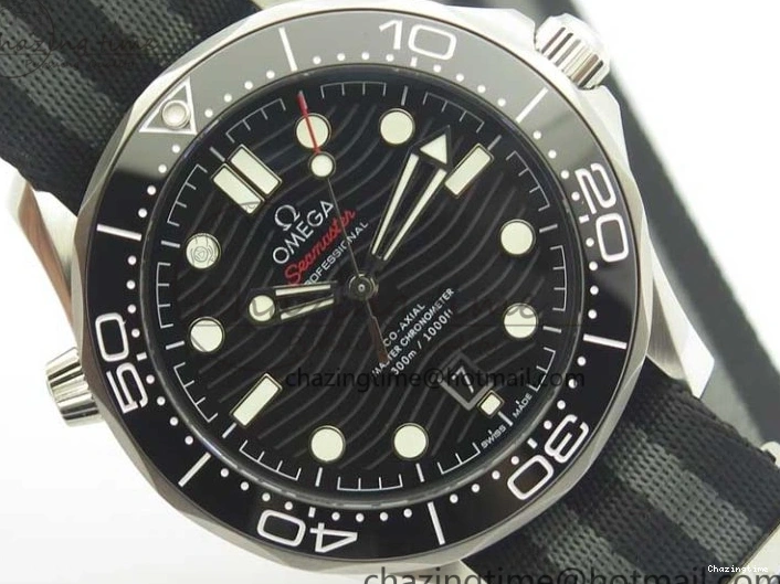 0107 2018 Seamaster Diver 300M VSF Best Edition Black Ceramic Dial on Black Gray Nato Strap A Unique 8057